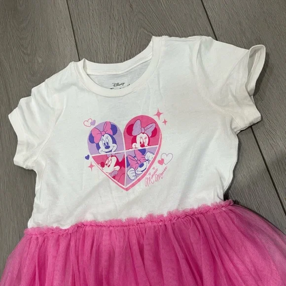 Disney Minnie Mouse Pink Tulle Skirt Dress with Hearts - Picture 2 of 7